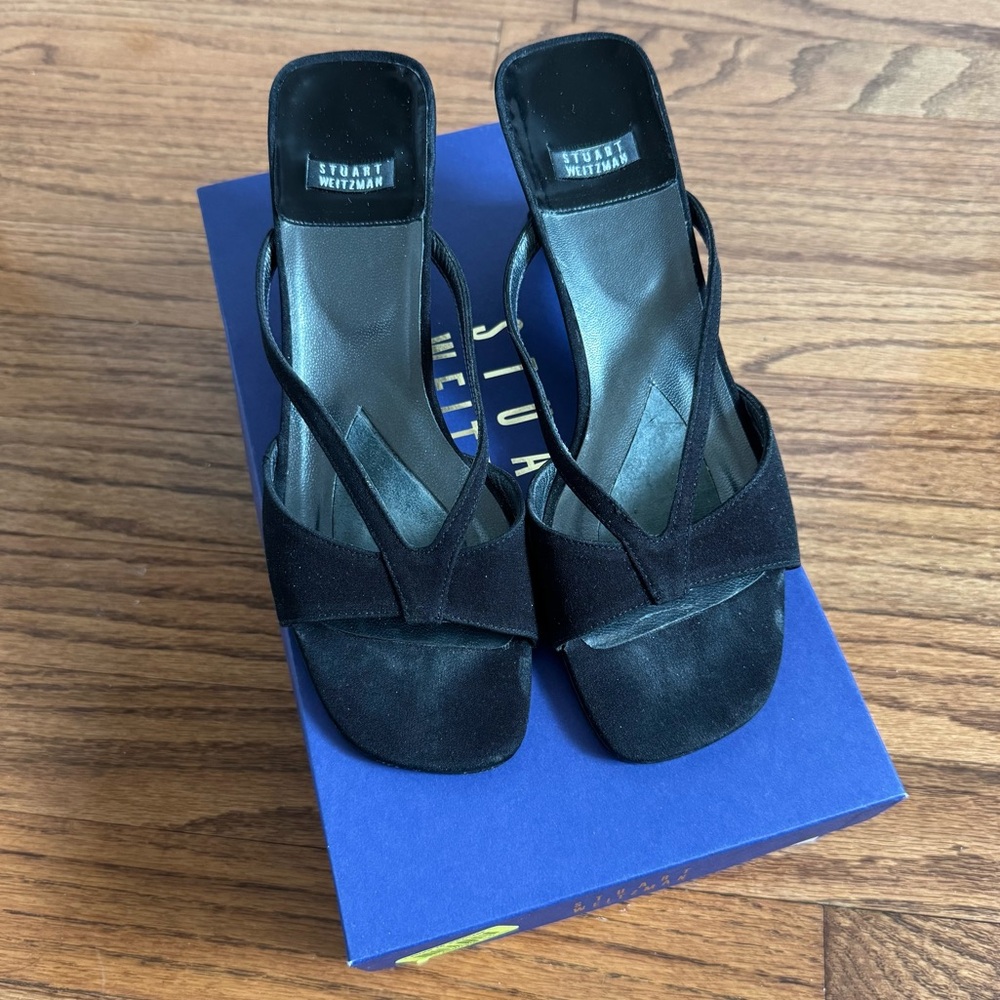 Stuart Weitzman Frenchie Black Crepe heels